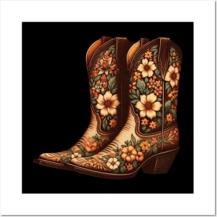 Flower cowgirl boots Posters and Art